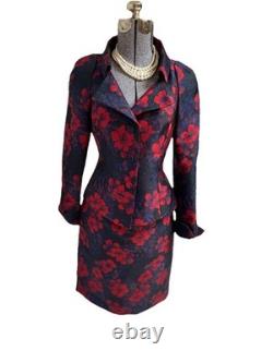 NEW $720 Doncaster Collection Skirt Suit Size 8 Two Piece Set Floral Sparkle New