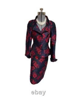 NEW $720 Doncaster Collection Skirt Suit Size 8 Two Piece Set Floral Sparkle New