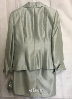 NEW Collections Le Suit Sage Green Dupioni Designer Suit Sz 8 NWT Skirt Jacket