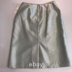 NEW Collections Le Suit Sage Green Dupioni Designer Suit Sz 8 NWT Skirt Jacket