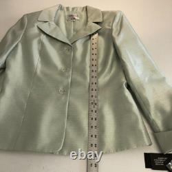 NEW Collections Le Suit Sage Green Dupioni Designer Suit Sz 8 NWT Skirt Jacket
