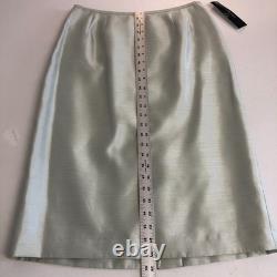 NEW Collections Le Suit Sage Green Dupioni Designer Suit Sz 8 NWT Skirt Jacket