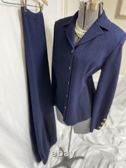 NEW St. John Collection By Marie Gray Two Piece Set Pant Suit Navy Blue Pockets