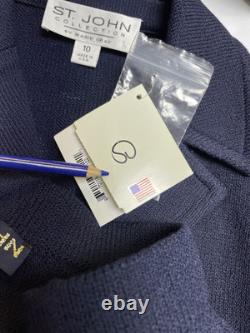 NEW St. John Collection By Marie Gray Two Piece Set Pant Suit Navy Blue Pockets