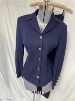 NEW St. John Collection By Marie Gray Two Piece Set Pant Suit Navy Blue Pockets