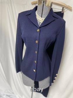 NEW St. John Collection By Marie Gray Two Piece Set Pant Suit Navy Blue Pockets