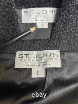 NEW St. John Collection Marie Gray 6 Two Piece Set Skirt Suit Gold Tone Sparkle