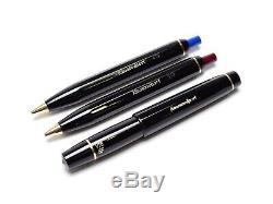 NOS 1970s Black Resin Sport V16 EF Fountain & Two 619 Ballpoint Pens Set in Box