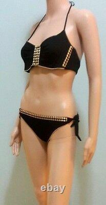 NWT $868 La Perla Bikini Swimsuit Black Gold Couture Collection Two Pieces Set
