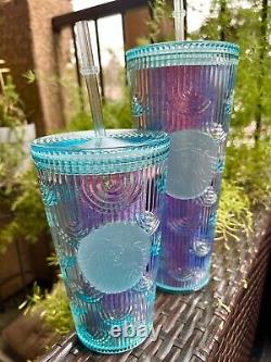 NWT SET OF TWO Starbucks 2022 Spring Green Iridescent Core TumblerS COLLECTION