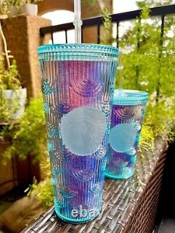NWT SET OF TWO Starbucks 2022 Spring Green Iridescent Core TumblerS COLLECTION