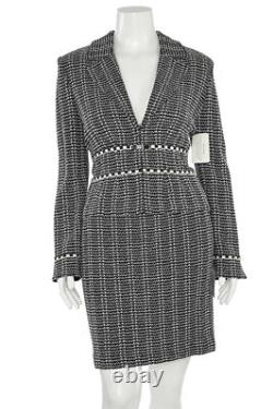 NWT St John Collection 2Pc Skirt Suit sz 12/6 Black & White Jacket & Skirt Set