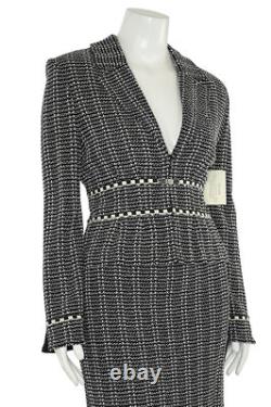 NWT St John Collection 2Pc Skirt Suit sz 12/6 Black & White Jacket & Skirt Set