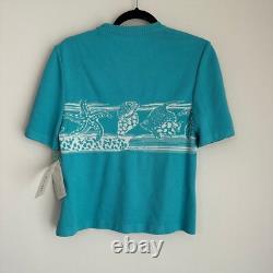 NWT St. John Collection Knit Set Top & Pants Turquoise White Nautical Wool S/6