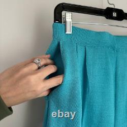 NWT St. John Collection Knit Set Top & Pants Turquoise White Nautical Wool S/6