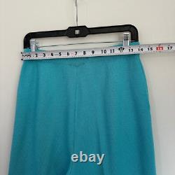 NWT St. John Collection Knit Set Top & Pants Turquoise White Nautical Wool S/6