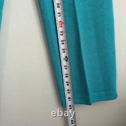 NWT St. John Collection Knit Set Top & Pants Turquoise White Nautical Wool S/6