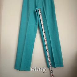 NWT St. John Collection Knit Set Top & Pants Turquoise White Nautical Wool S/6