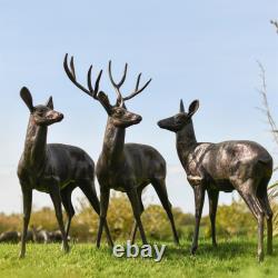 New Forest Standing Stag & Doe Statues Garden Outdoor Deer Sculptures
