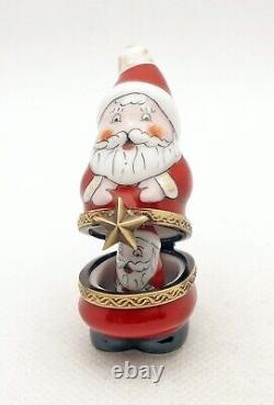 New French Limoges Trinket Box Nesting Santa Set of Two Limoges Box & Figurine