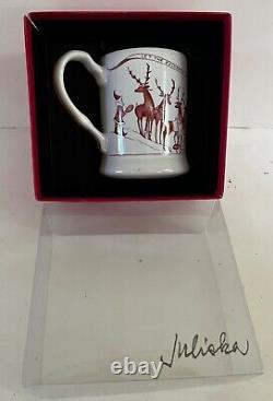 New In Box Set of 2 Juliska Country Estate Reindeer Games Mugs Christmas