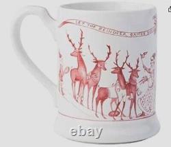 New In Box Set of 2 Juliska Country Estate Reindeer Games Mugs Christmas