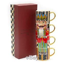 New Mackenzie Childs Two Sets of 4 Different Nutcracker Mug Towers 8 Total Mugs