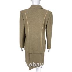 New St. John Collection Marie Gray Sz 10 Knit Skirt Set K618083 Terra Sand NWT