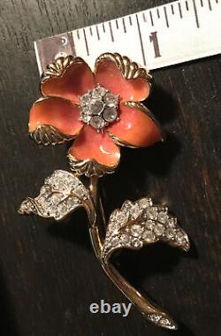 Nolan Miller Glamour Collection Country Flower Enamel Rhinestone Two Pin Set