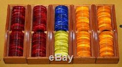 One Of Two Asprey Made In Italy Pearl Poker Chips Cards Dice Burr Walnut Sets