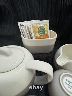 Oneida Hamptons Teapot Set Luzerne Gray White Beige Hard To Find