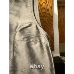 Oscar de la Renta Collection Silk Quilted Duster Coat and Shell Top Set Grey S