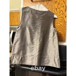 Oscar de la Renta Collection Silk Quilted Duster Coat and Shell Top Set Grey S