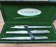 Parker75 Sterling Cap&barrel Set Of Fountain Pen 14k F And Two Ballpoint Pens
