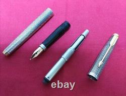 PARKER75 Sterling CAP&BARREL Set of Fountain Pen 14K F and Two Ballpoint Pens