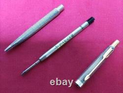 PARKER75 Sterling CAP&BARREL Set of Fountain Pen 14K F and Two Ballpoint Pens