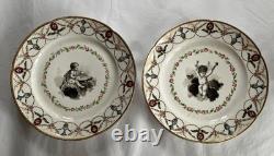 Pair 18th C Paris Porcelain Plates Locré and Russinger Cupid Kettledrum V&A