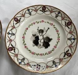 Pair 18th C Paris Porcelain Plates Locré and Russinger Cupid Kettledrum V&A