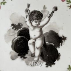 Pair 18th C Paris Porcelain Plates Locré and Russinger Cupid Kettledrum V&A