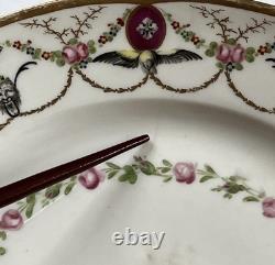 Pair 18th C Paris Porcelain Plates Locré and Russinger Cupid Kettledrum V&A