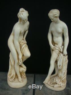 Pair Of Vintage Chalkware Set Of Two Goddess Roman Nude Statues