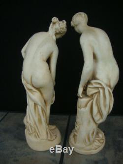 Pair Of Vintage Chalkware Set Of Two Goddess Roman Nude Statues