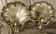 Pair Set Of 2 Two Ornate Cast Brass Seashell Candle Wall Sconces Rococo Shells