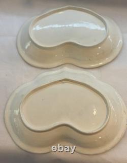 Pair Vntg Blue Transferware Double Pickle Dishes c1820 Staffordshire Chinoiserie