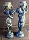 Pair Of Two 2 Bronze Cherub Putti Candlesticks Figural Statues Art Sculpture Set