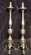 Pair Of Two 2 Set Of Antique Brass Metal Candlesticks American Americana Old