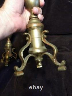 Pair of Two 2 Set of Antique Brass Metal Candlesticks American Americana Old