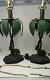 Pair Of Two Brass Or Bronze Elephant Palm Tree Lamps Tropical Jungle Decor Set