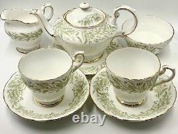 Paragon Tea-for-two Set Teapot, Cream & Sugar, Cups & Saucers Whispering Grass