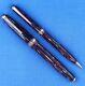 Parker Striped Duofold Senior Deluxe Set, Dusty Red, Two-tone Nib, Beautiful
